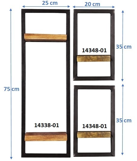 Sit Möbel Wandregal-Set, 3-teilig (SIDNEY) 14300-06 (natur, schwarz) Saisonschlussverkauf