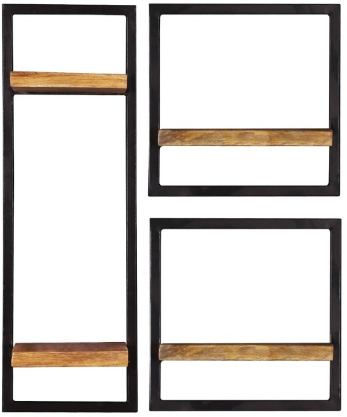 Sit Möbel Wandregal-Set, 3-teilig (SIDNEY) 14300-07 (natur, schwarz)