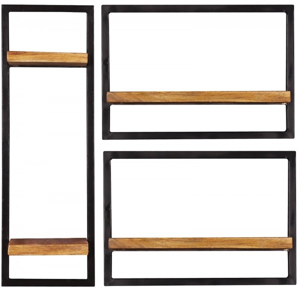 Sit Möbel Wandregal-Set, 3-teilig (SIDNEY) 14300-08 (natur, schwarz)