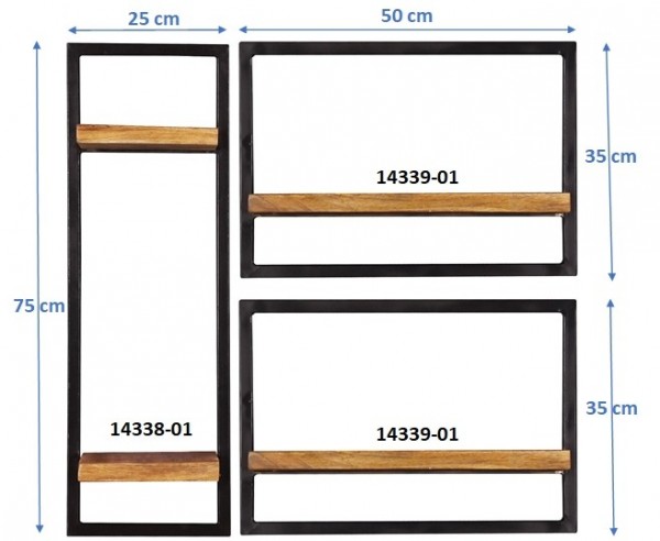 Sit Möbel Wandregal-Set, 3-teilig (SIDNEY) 14300-08 (natur, schwarz) Cyber Monday