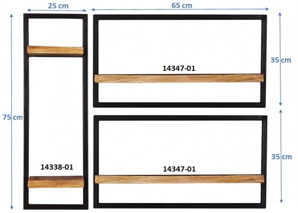 Sit Möbel Wandregal-Set, 3-teilig (SIDNEY) 14300-09 (natur, schwarz) Weihnachtsangebot