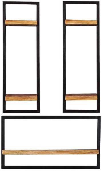 Sit Möbel Wandregal-Set, 3-teilig (SIDNEY) 14300-12 (natur, schwarz)