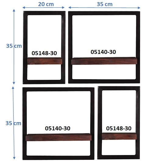 Sit Möbel Wandregal-Set, 4-teilig (ALMIRAH) 05100-11 (braun, schwarz) Neueste Mode