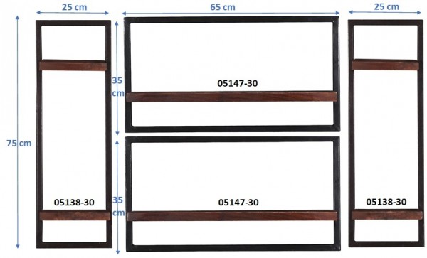 Sit Möbel Wandregal-Set, 4-teilig (ALMIRAH) 05100-13 (braun, schwarz) Online Outlet