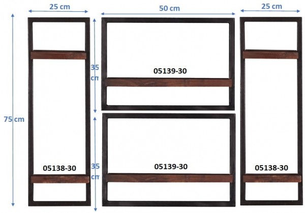 Sit Möbel Wandregal-Set, 4-teilig (ALMIRAH) 05100-14 (braun, schwarz) Zeitlich begrenztes Angebot
