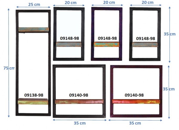 Sit Möbel Wandregal-Set, 6-teilig (RIVERBOAT) 09101-19 (bunt, schwarz) Online