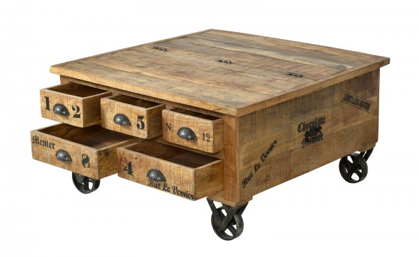 Sit Möbel Couchtischtruhe (RUSTIC) 01994-04 (natur antik mit antikschwarzen Beschlägen) Sonderangebot