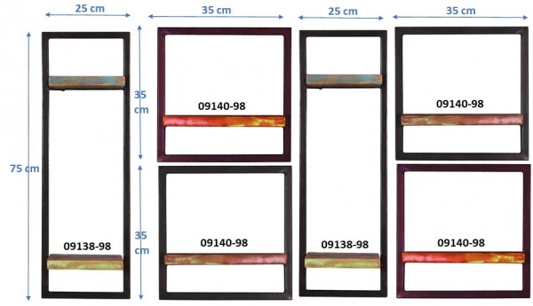 Sit Möbel Wandregal-Set, 6-teilig (RIVERBOAT) 09101-18 (bunt, schwarz) Saisonale Angebote