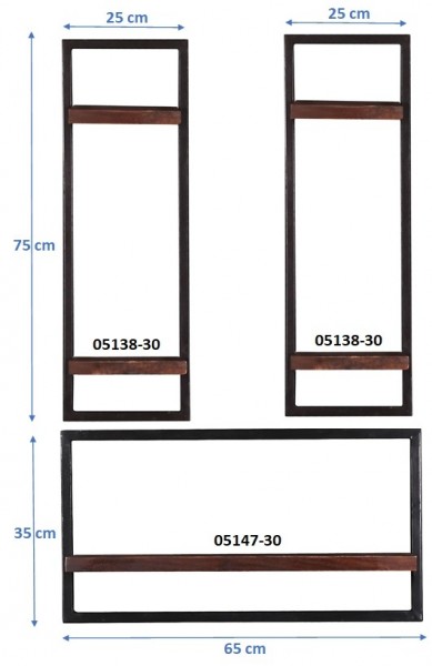 Sit Möbel Wandregal-Set, 3-teilig (ALMIRAH) 05100-12 (braun, schwarz) Günstiger Verkauf