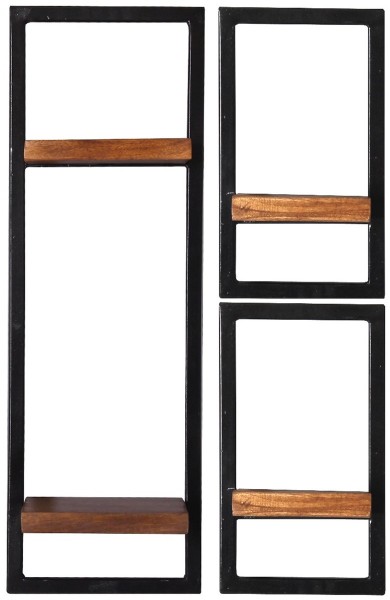 Sit Möbel Wandregal-Set, 3-teilig (PANAMA) 09200-06 (natur mit antikschwarz)