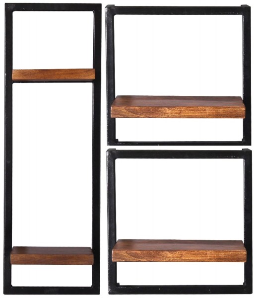 Sit Möbel Wandregal-Set, 3-teilig (PANAMA) 09200-07 (natur mit antikschwarz)