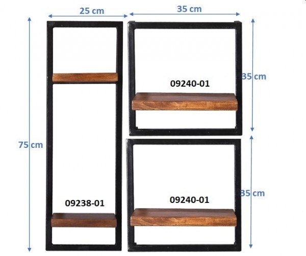 Sit Möbel Wandregal-Set, 3-teilig (PANAMA) 09200-07 (natur mit antikschwarz) Meist gekauft