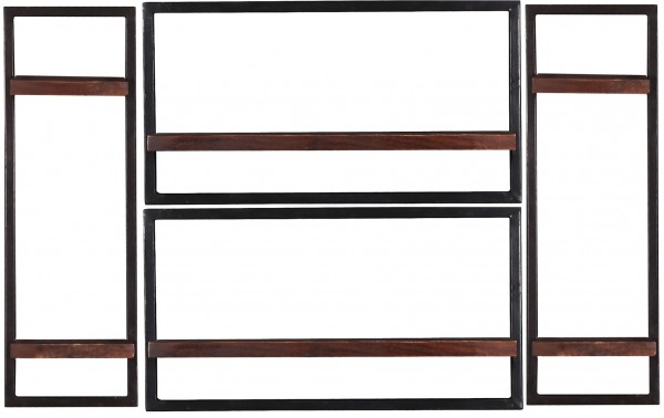 Sit Möbel Wandregal-Set, 4-teilig (ALMIRAH) 05100-13 (braun, schwarz)