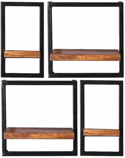Sit Möbel Wandregal-Set, 4-teilig (PANAMA) 09200-11 (natur mit antikschwarz)