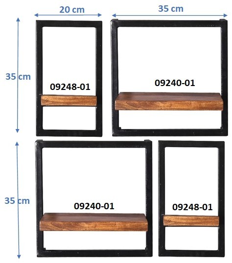 Sit Möbel Wandregal-Set, 4-teilig (PANAMA) 09200-11 (natur mit antikschwarz) Große Rabatte
