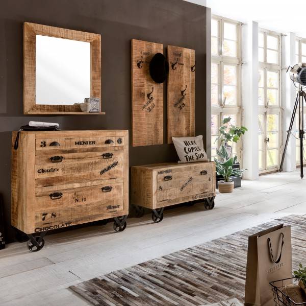 Sit Möbel Dielen-Set (RUSTIC) 18000-50 (natur antik mit antikschwarzen Beschlägen)