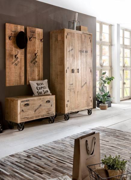 Sit Möbel Dielen-Set (RUSTIC) 18000-52 (natur antik mit antikschwarzen Beschlägen)