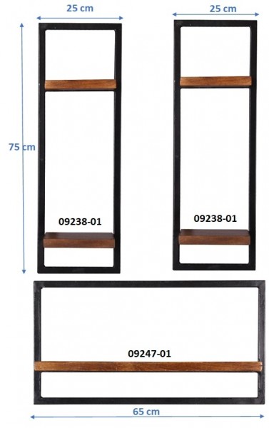 Sit Möbel Wandregal-Set, 3-teilig (PANAMA) 09200-12 (natur mit antikschwarz) Online
