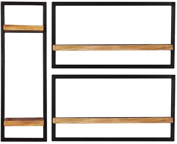 Sit Möbel Wandregal-Set, 3-teilig (SIDNEY) 14300-09 (natur, schwarz)