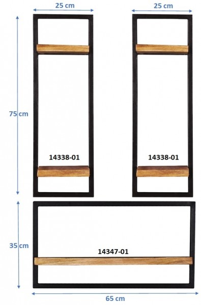 Sit Möbel Wandregal-Set, 3-teilig (SIDNEY) 14300-12 (natur, schwarz) Meist gekauft