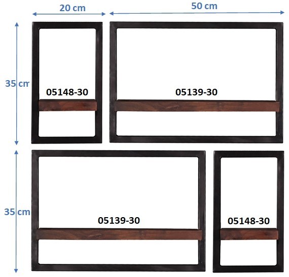 Sit Möbel Wandregal-Set, 4-teilig (ALMIRAH) 05100-03 (braun, schwarz) Blitzverkäufe