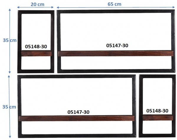 Sit Möbel Wandregal-Set, 4-teilig (ALMIRAH) 05100-10 (braun, schwarz) Kostenloser Versand