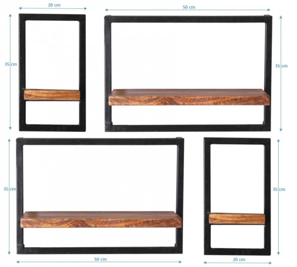 Sit Möbel Wandregal-Set, 4-teilig (PANAMA) 09200-03 (natur mit Antikschwarz) Rabatt