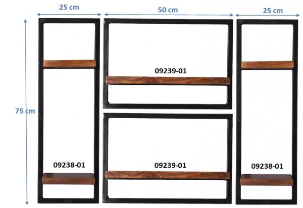 Sit Möbel Wandregal-Set, 4-teilig (PANAMA) 09200-14 (natur mit antikschwarz) Flash Sale