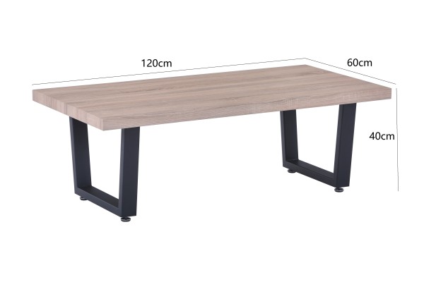Sit Möbel Couchtisch 120x60x40 cm 19000-34 (Platte natur, Gestell schwarza)