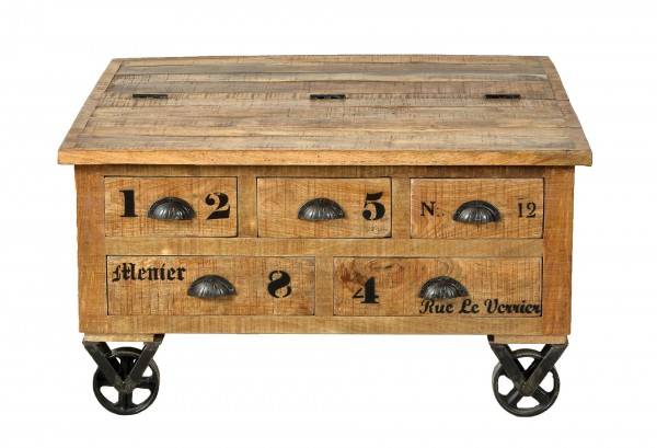 Sit Möbel Couchtischtruhe (RUSTIC) 01994-04 (natur antik mit antikschwarzen Beschlägen)
