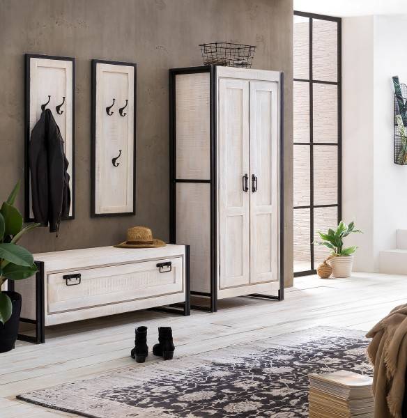 Sit Möbel Dielen-Set (WHITE PANAMA) 18000-92 (weiß mit antikschwarz)