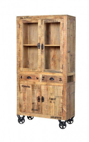 Sit Möbel Vitrine (RUSTIC) 01904-04 (natur antik mit antikschwarzen Beschlägen) zollfrei