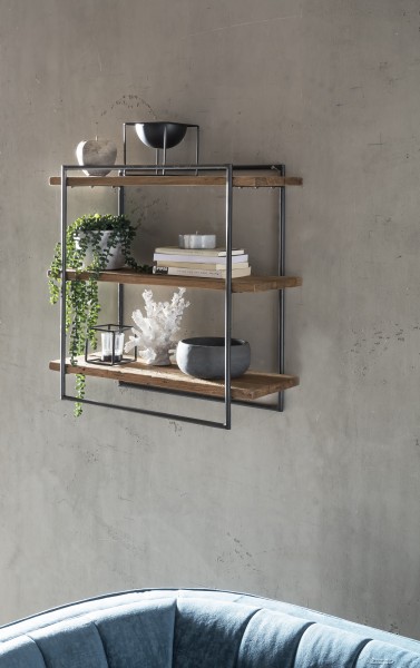 Sit Möbel Wandregal (ROMANTEAKA) 07996-33 (Gestell schwarz, Böden natur) Begrenztes Angebot