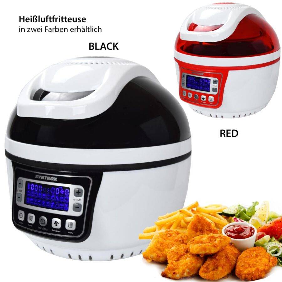 Syntrox Germany Heißluftfritteuse XXL Fligar Heissluftofen Airfryer ohne Fett Große Rabatte