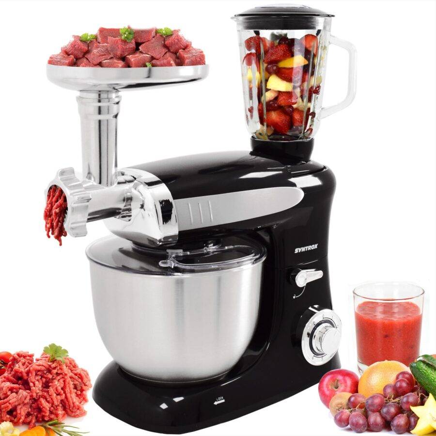 Syntrox Germany 6,5 l Teigknetmaschine Snilex mit Fleischwolf Mixer Teigknetmaschine Letzte 2 Tage