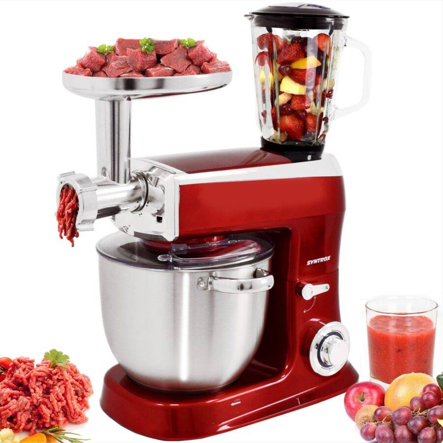 Syntrox Germany 7.5 l Küchenmaschine Wasas mit Fleischwolf Mixer Teigknetmaschine