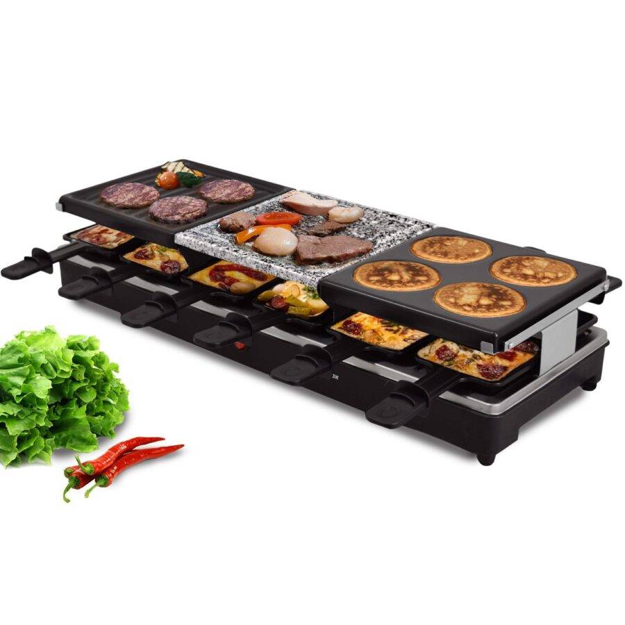 Syntrox Germany 12er Raclette Grill Tischgrill Steinplatte Emailliert Oberwil