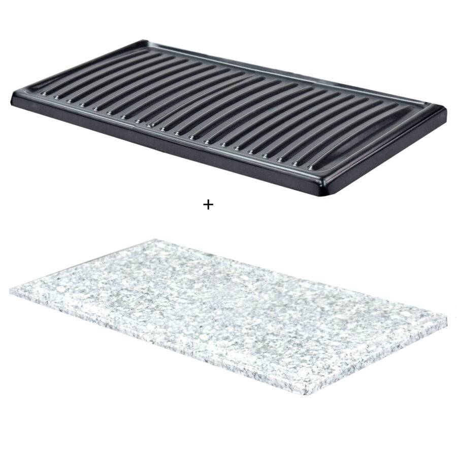 Syntrox Germany 2er Platten-Set für Raclette Gent Grillplatten Steinplatte 50% Rabatt für begrenzte Zeit