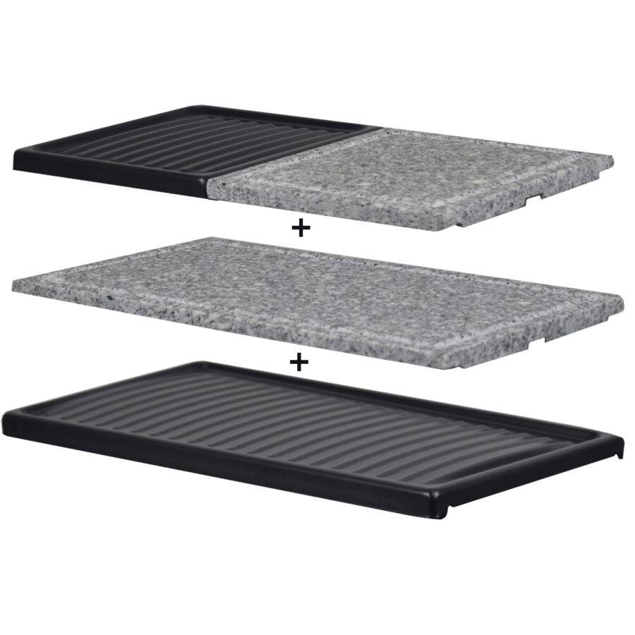 Syntrox Germany 3er Platten-Set für Raclette Aarau Grillplatten Steinplatte Auslauf