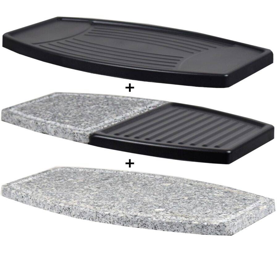 Syntrox Germany 3er Platten-Set für Raclette Wallis Grillplatten Steinplatte