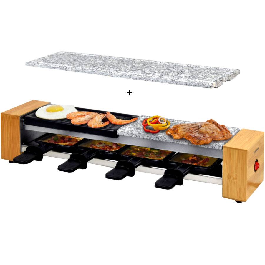 Syntrox Germany 4er Raclette für 4 Miniraclette Steinplatte Emailliert Olert Schlussverkauf