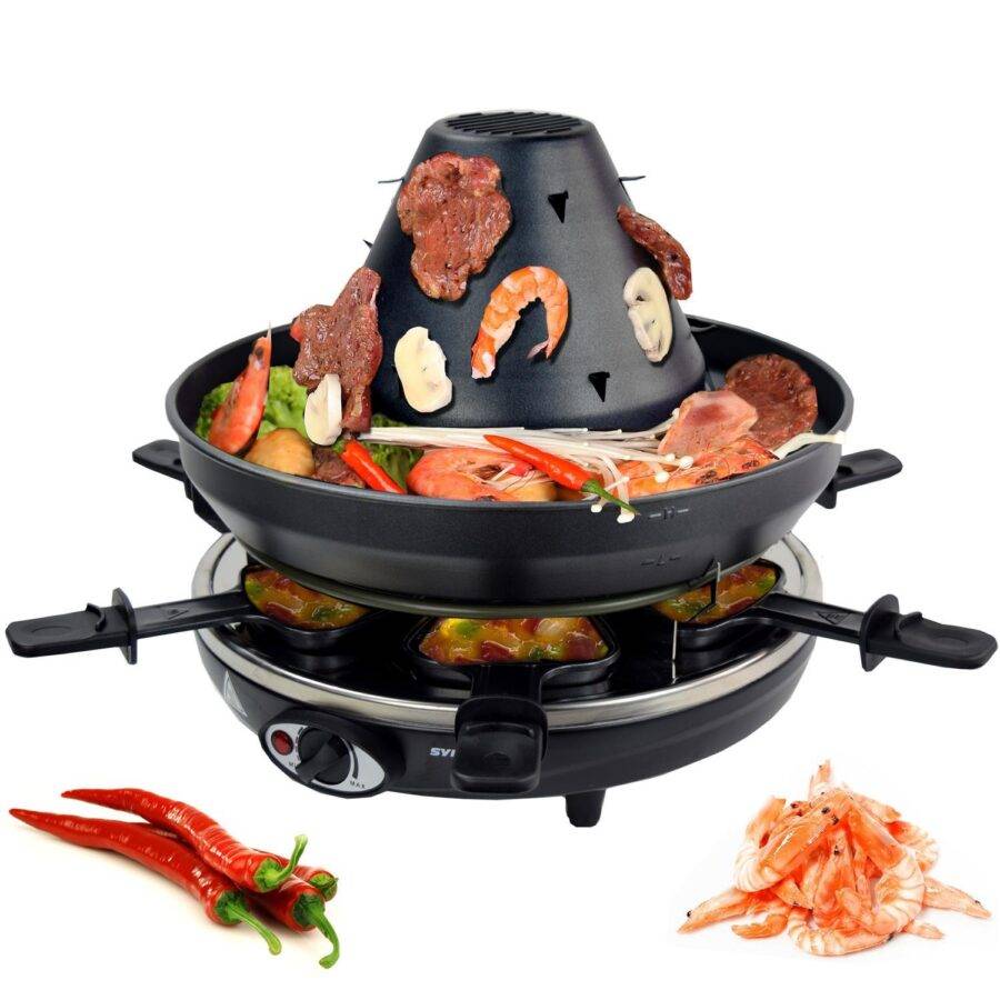 Syntrox Germany 6er Tatarenhut Raclette Grill Tischgrill Pfännchen Emailliert
