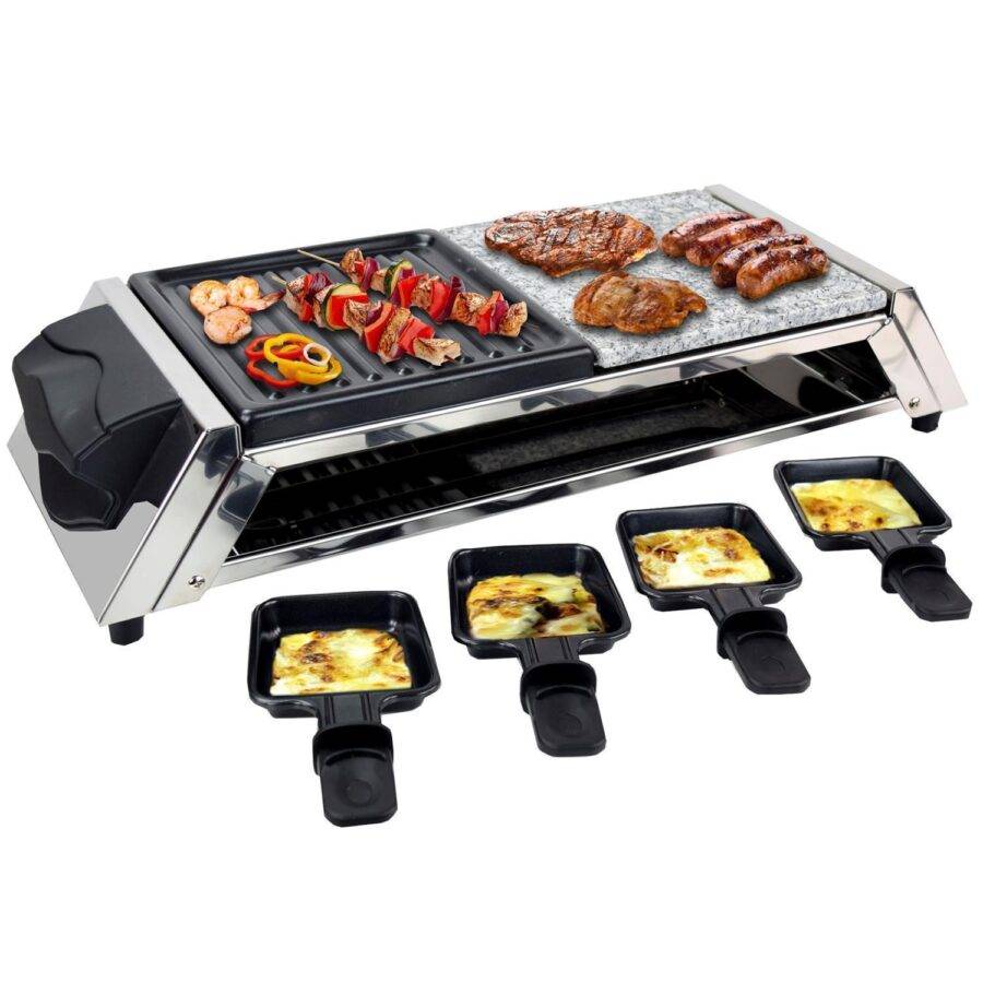 Syntrox Germany 8er Raclette Grill Tischgrill Steinplatte Emailliert Gent