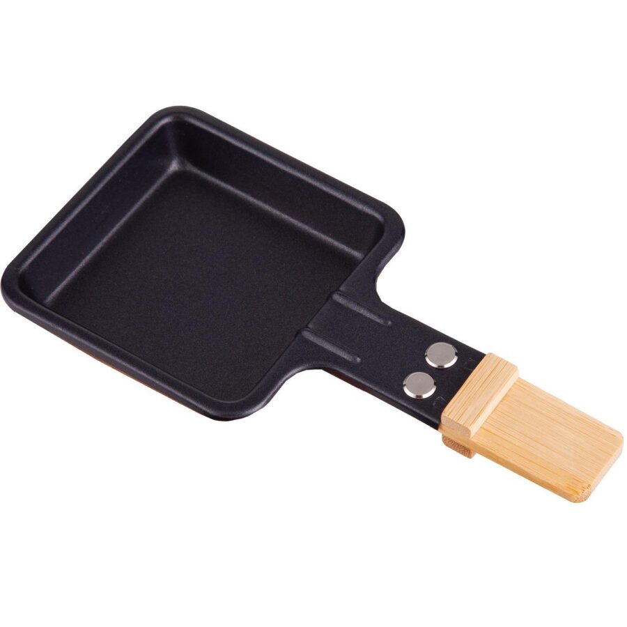Syntrox Germany Universal Grill Raclette-Pfännchen viereckig mit Bambusgriff