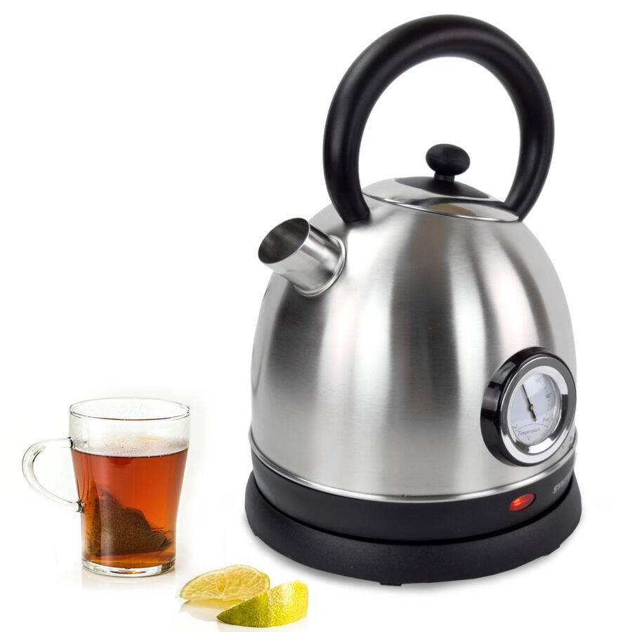 Syntrox Germany 1,8 l Edelstahl Wasserkocher mit Temperaturanzeige Retro Sturin