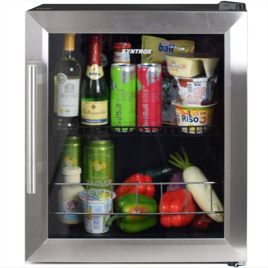 Syntrox Germany 46 l Edelstahl Mini Kühlschrank mit Glastür Capellas Hotelkühlschrank