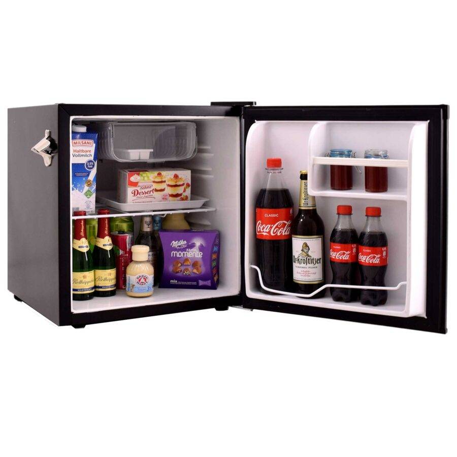 Syntrox Germany 46 l Kleiner Retro Mini Kühlschrank schwarz mit Flaschenöffner Canopus
