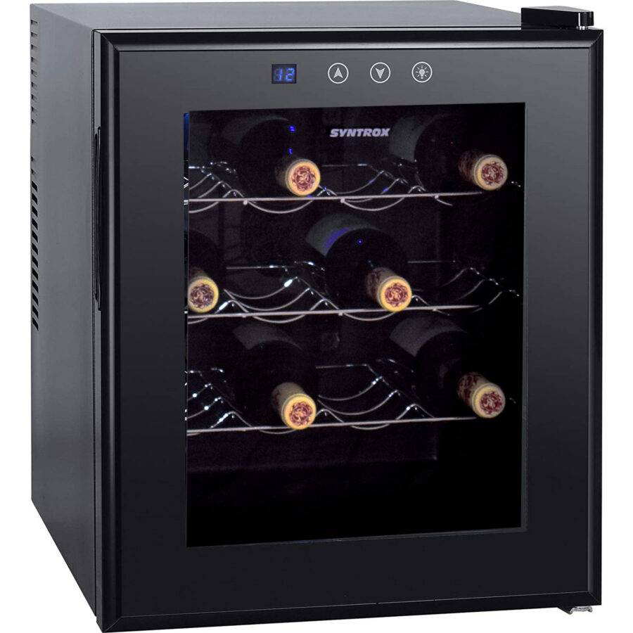 Syntrox Germany 16 Flaschen 46 l Weinkühlschrank mit Glastür Algedi Weinschrank