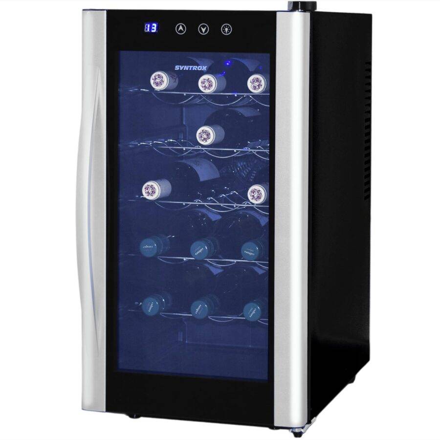 Syntrox Germany 18 Flaschen 55 l Weinkühlschrank mit Glastür Diadem Weinschrank