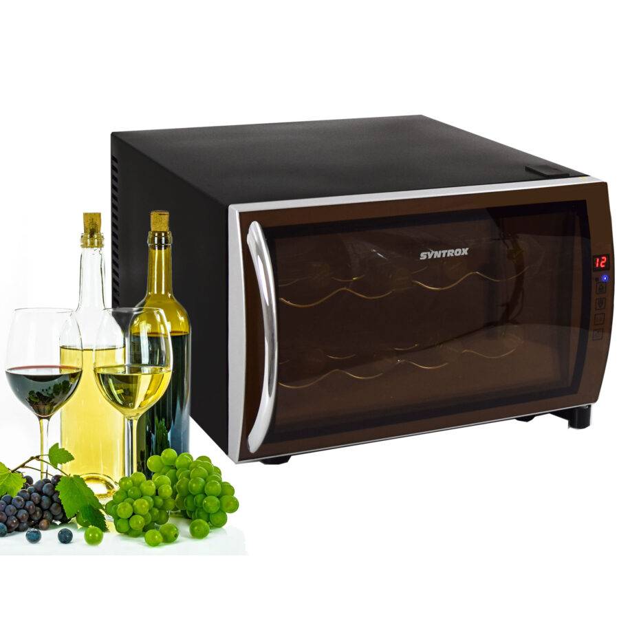 Syntrox Germany 8 Flaschen 25 l Weinkühlschrank mit Glastür Dalim Weinschrank